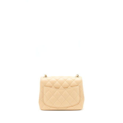 Chanel 22C Mini square flap Bag Lambskin beige LGHW(Microchip)