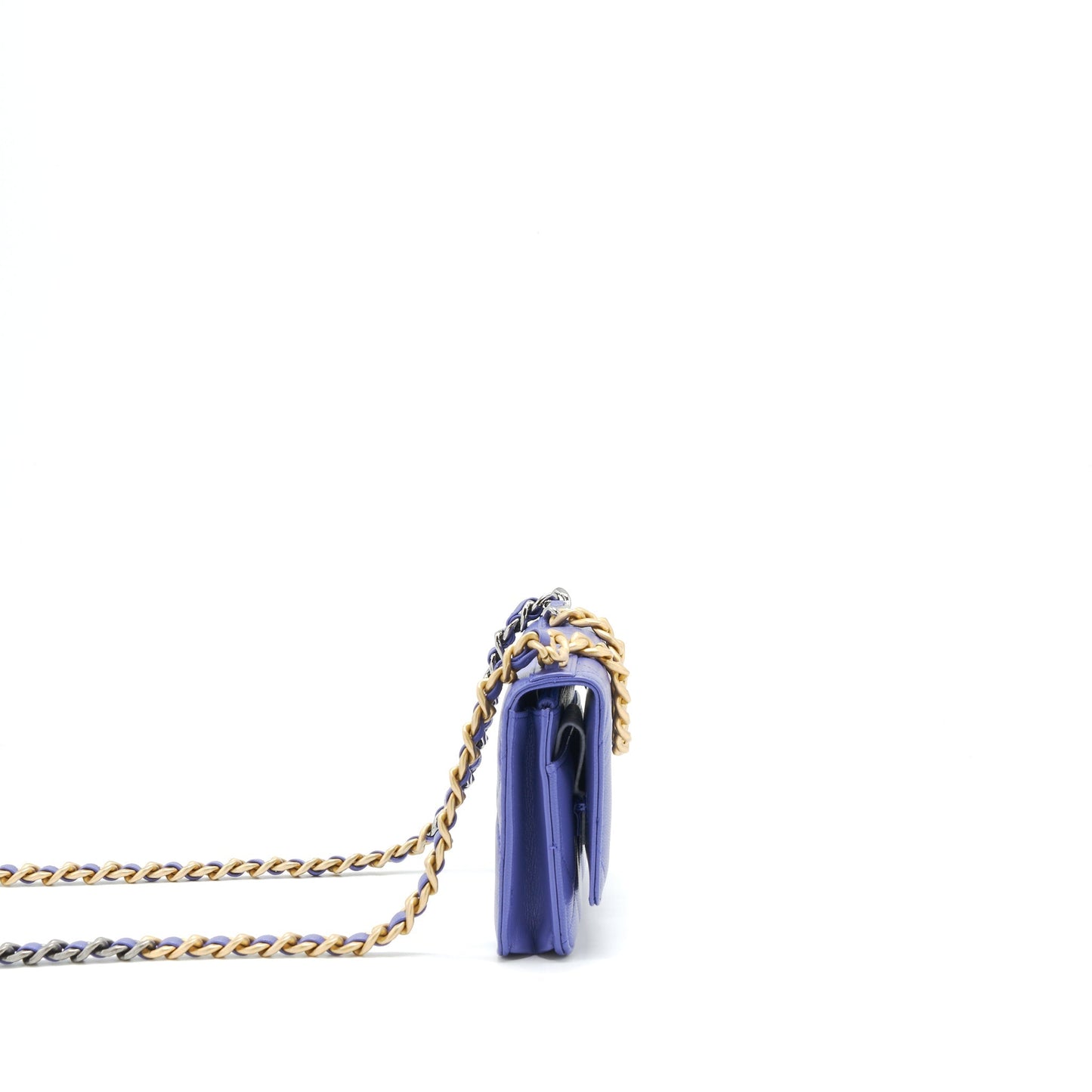 Chanel 19 wallet on chain Lambskin purple with Gold/silver hardware