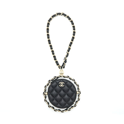 Chanel Round Clutch With Chain Lambskin Black LGHW