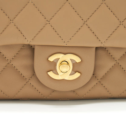 Chanel 22B Pearl Crush Mini Rectangular Flap Bag Lambskin Dark Beige GHW (Microchip)