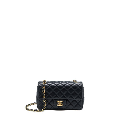 Chanel Mini Rectangular Flap Bag Lambskin Black GHW