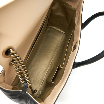 Chanel Calfskin Leather Shopping Bag Black/Beige