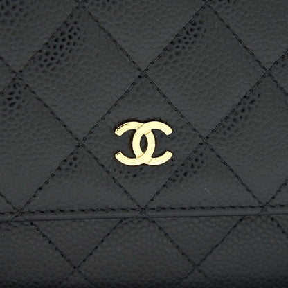 CHANEL WALLET ON CHAIN CAVIER BLACK WITH GHW