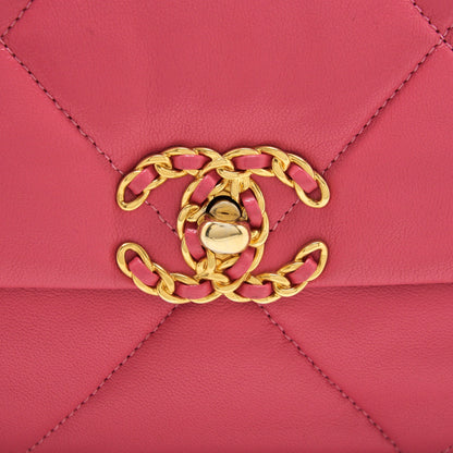 Chanel Small 19 flap bag Goatskin Pink with Gold/silver hardware