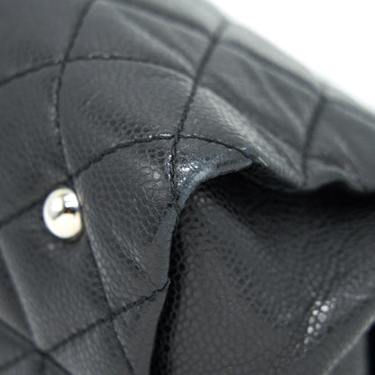 CHANEL QUILTED LEATHER TOTE BAG WITH CHAIN IN CARVIAR BLACK SHW