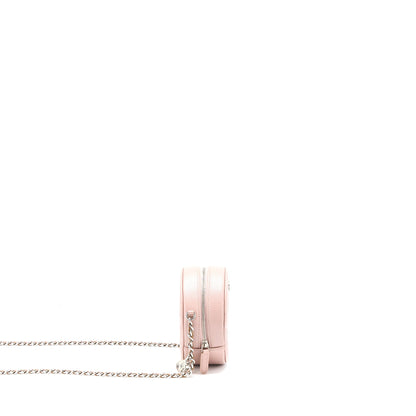 Chanel Round Clutch With Chain Camellia Calfskin Nude Pink SHW