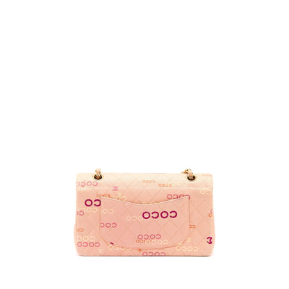 Chanel Vintage Coco Medium Classic Flap Bag Fabric Pink GHW