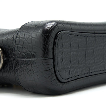 Chanel Small Gabrielle Hobo Bag Crocodile Embossed Calfskin Black Multicolour Hardware