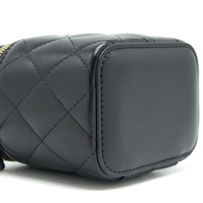Chanel Small Handle Vanity With Chain  Lambskin Black GHW