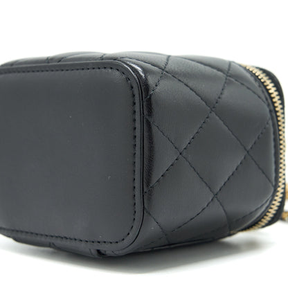 Chanel Small Handle Vanity With Chain  Lambskin Black GHW