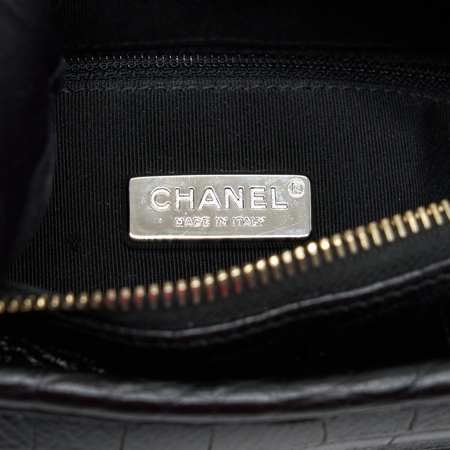 Chanel Small Gabrielle Hobo Bag Crocodile Embossed Calfskin Black Multicolour Hardware