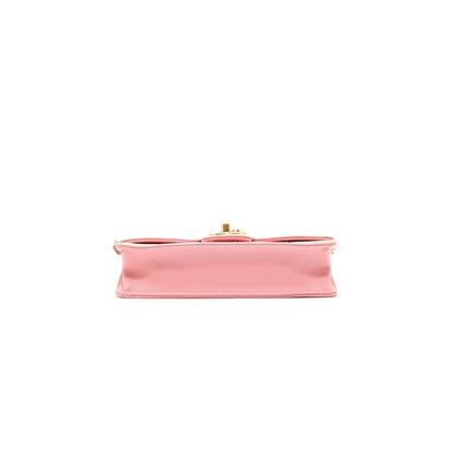 Chanel quilted Pearl Chain Goat Skin flap Bag PINK GHW