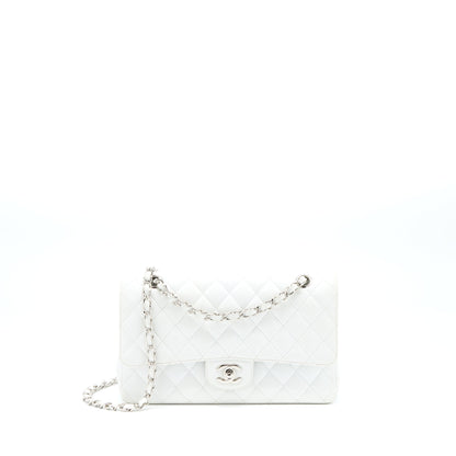 Chanel Medium Classic Flap Caviar White SHW