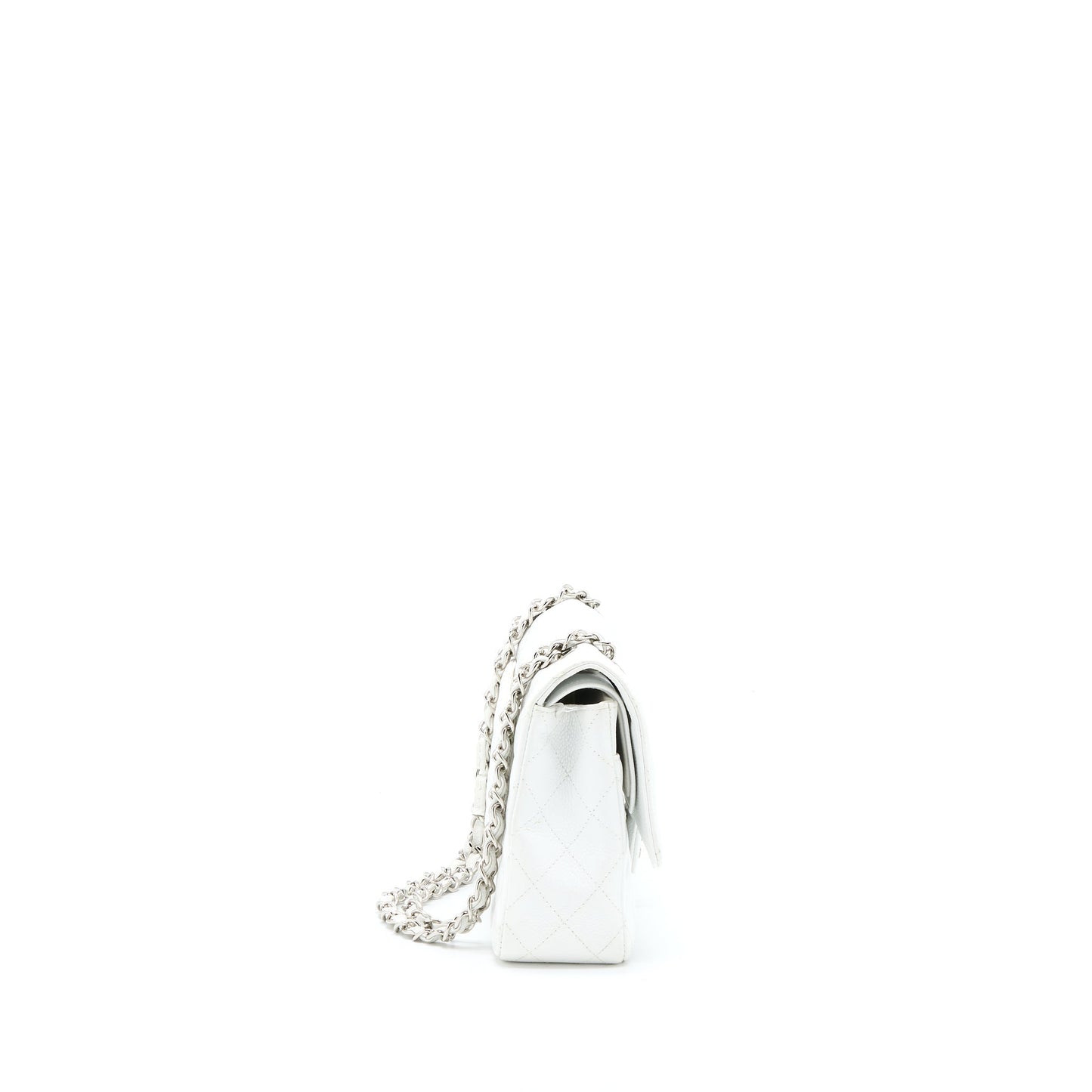 Chanel Medium Classic Flap Caviar White SHW