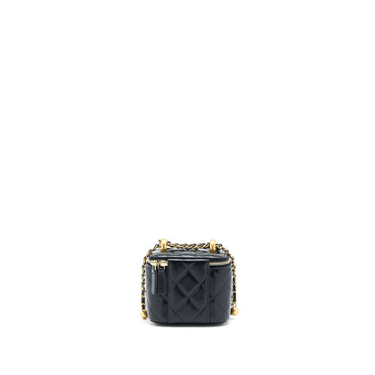 Chanel 21A Gold Crush Mini Vanity Case Calfskin Black Brushed GHW