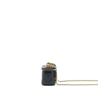 Chanel 21A Gold Crush Mini Vanity Case Calfskin Black Brushed GHW