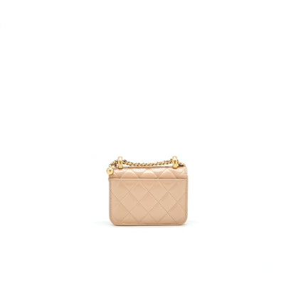 Chanel 21A Flap Coin Purse with Chain beige