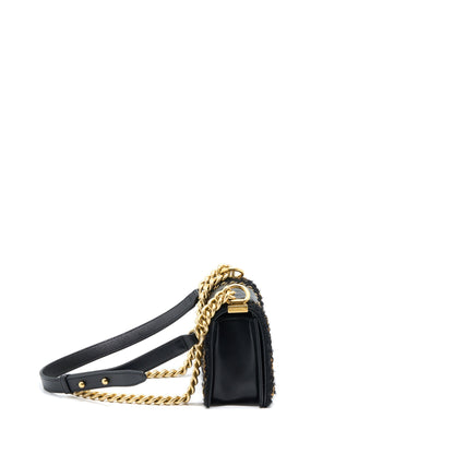 Chanel Small Jacket Boy Bag Lambskin/Tweed Black GHW