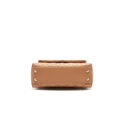 Chanel Mini Coco Handle Flap Bag 21p Caramel LGHW
