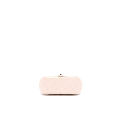 Chanel Mini Square Flap Bag Caviar Light Pink Ruthenium Hardware