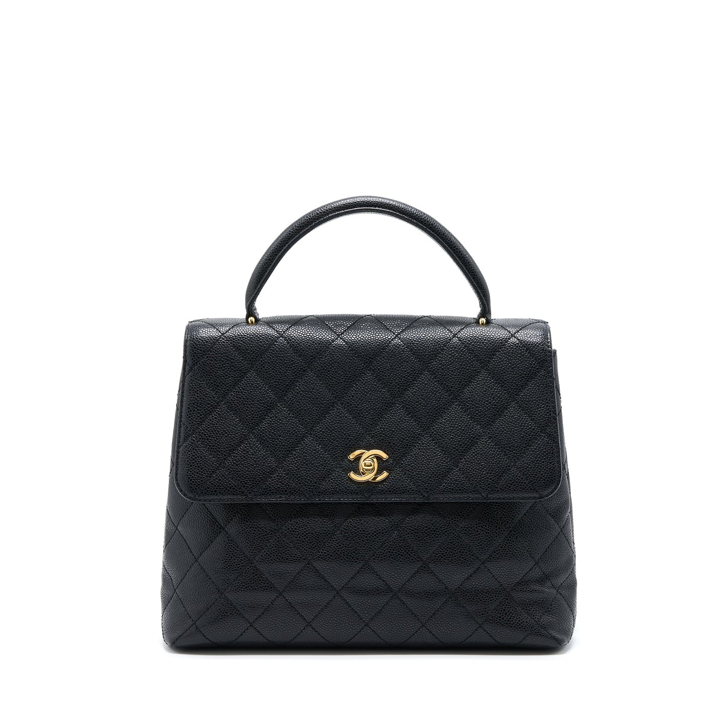Chanel Vintage Top Handle Flap Bag Caviar Black GHW
