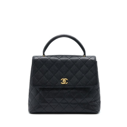 Chanel Vintage Top Handle Flap Bag Caviar Black GHW