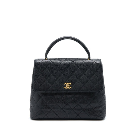 Chanel Vintage Top Handle Flap Bag Caviar Black GHW