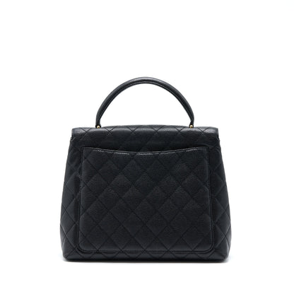 Chanel Vintage Top Handle Flap Bag Caviar Black GHW
