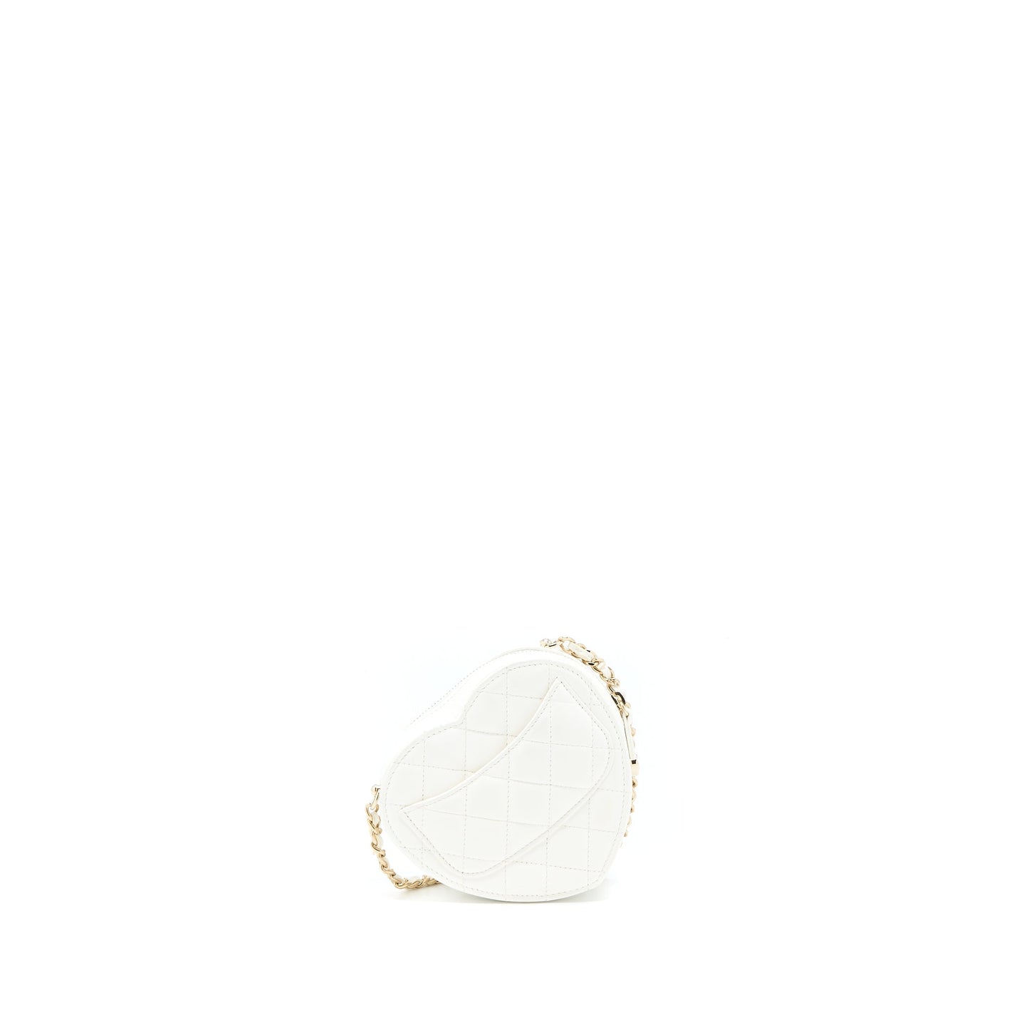 Chanel Small Heart Bag Lambskin White LGHW