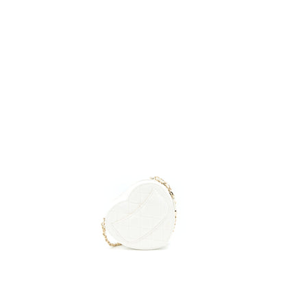 Chanel Small Heart Bag Lambskin White LGHW