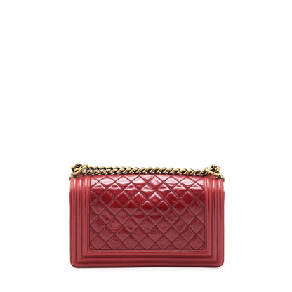 Chanel Medium Boy Bag Aged Calfskin Red With Ruthenium GHW