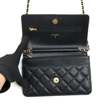Chanel Classic Wallet on chain Caviar black GHW