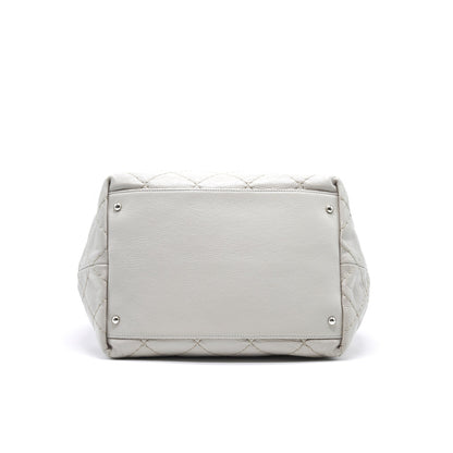 Chanel Caviar Bucket Tote Bag Grey SHW Serial15