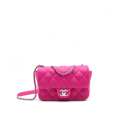 Chanel Rubber quilted lambskin flap Bag pink SHW