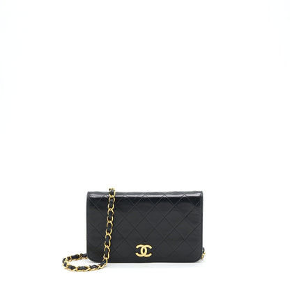 Chanel Vintage Quilted Flap Chain Wallet Black GHW