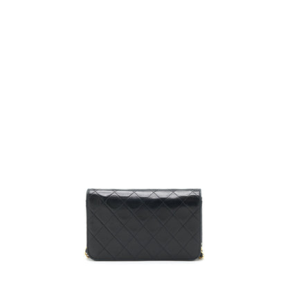 Chanel Vintage Quilted Flap Chain Wallet Black GHW
