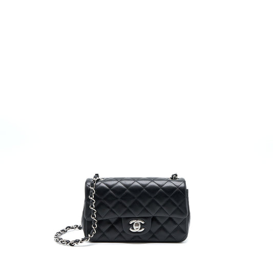 Chanel Mini Rectangular Lambskin Black SHW(Microchip)