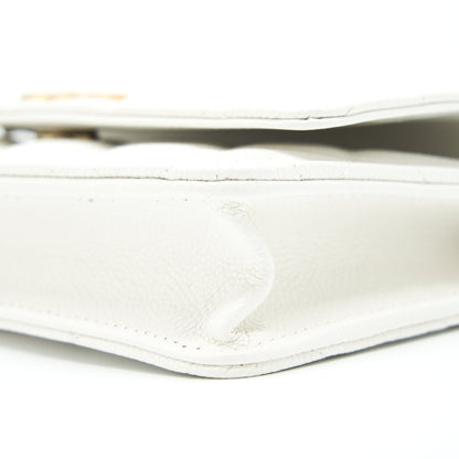 Chanel 22s Logo Top Handle Wallet On Chain Caviar White GHW