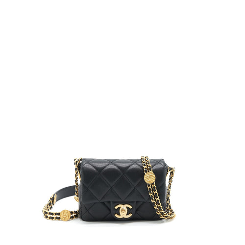 Chanel 22A Small Flap Bag Caviar Black Brushed GHW (Microchip)