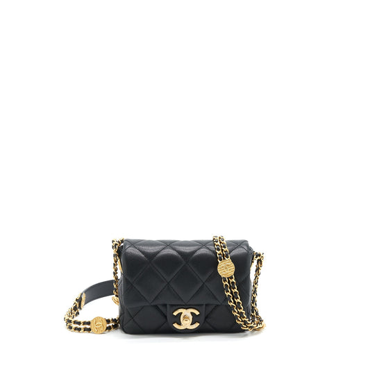 Chanel 22A Small Flap Bag Caviar Black Brushed GHW (Microchip)