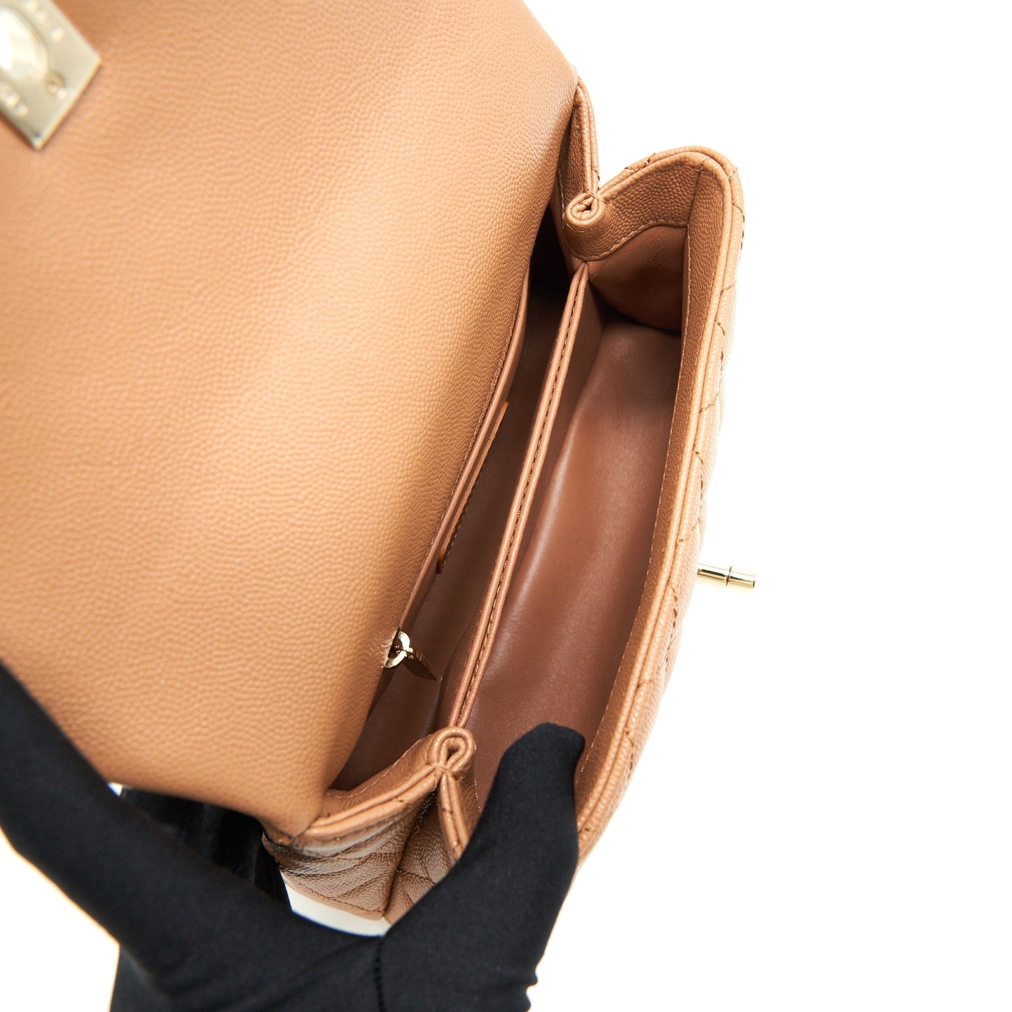 Chanel Mini Coco Handle Flap Bag 21p Caramel LGHW