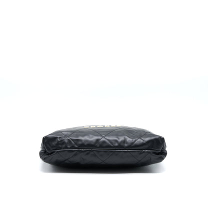 Chanel 22 Bag Medium Shiny Calfskin Black GHW (Microchip)