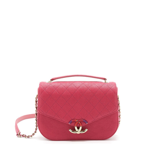 Chanel Seasonal Messenger Crossbody Bag Caviar Pink LGHW