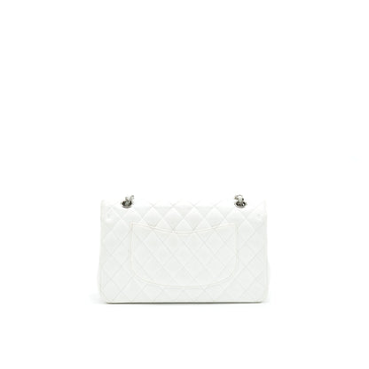 CHANEL MEDIUM CLASSIC DOUBLE FLAP BAG CAVIAR WHITE SHW
