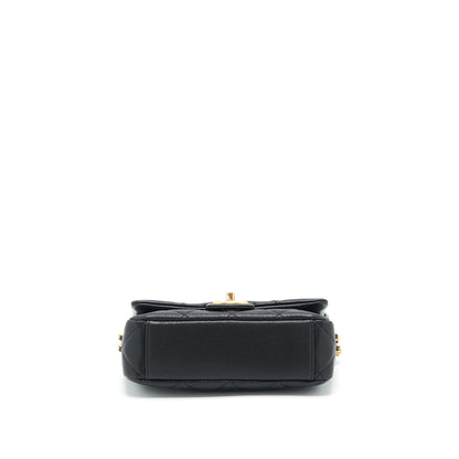 Chanel 22A Small Flap Bag With Button On Chains Caviar Black Brushed GHW