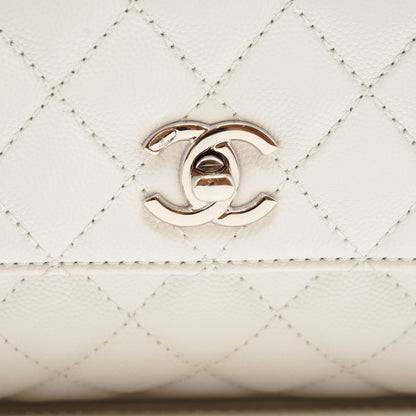 Chanel Small Coco handle Caviar White LGHW (microchip)