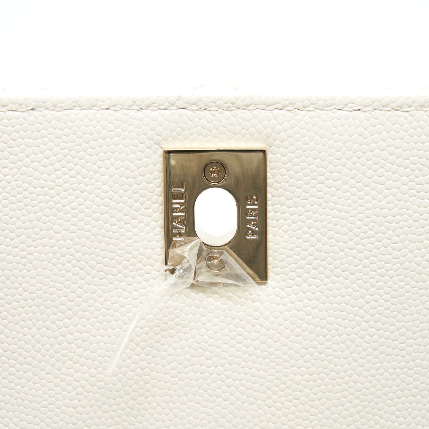 Chanel Small Coco handle Caviar White LGHW (microchip)