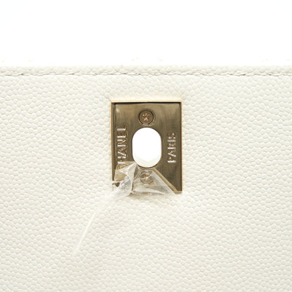 Chanel Small Coco handle Caviar White LGHW (microchip)
