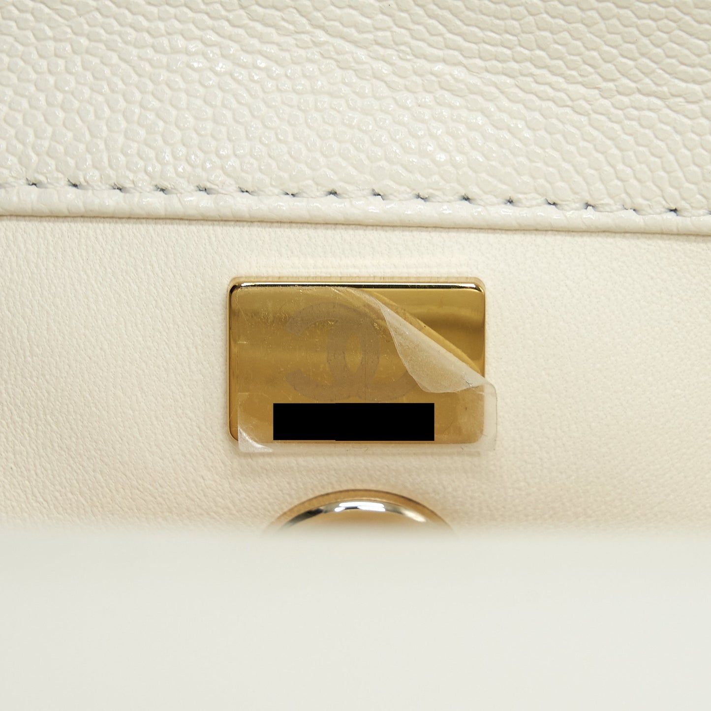 Chanel Small Coco handle Caviar White LGHW (microchip)