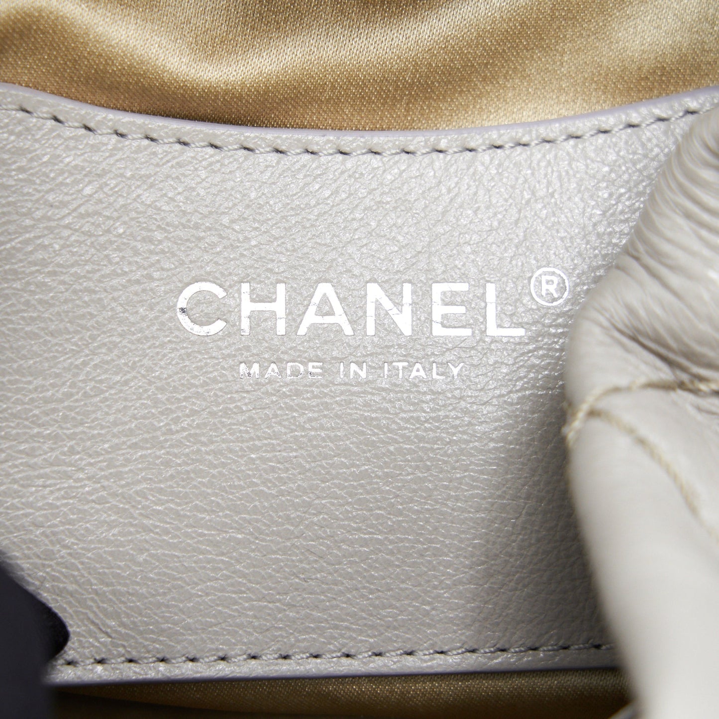 Chanel Caviar Bucket Tote Bag Grey SHW Serial15